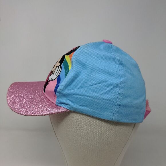 Disney Minnie Mouse Girl's Strapback Hat Blue Pink Adjustable Graphic Logo - Picture 3 of 8